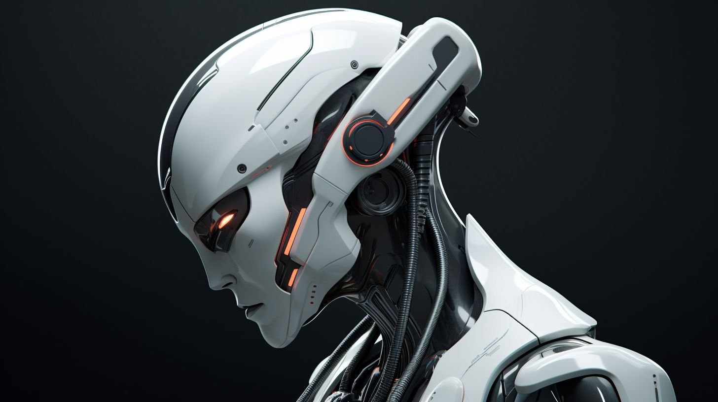 The image showcases a futuristic robot