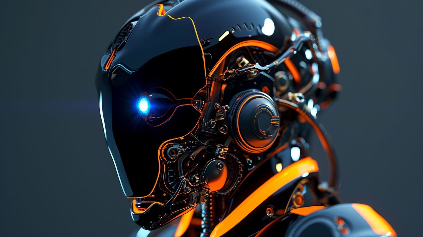 A futuristic humanoid robot with a