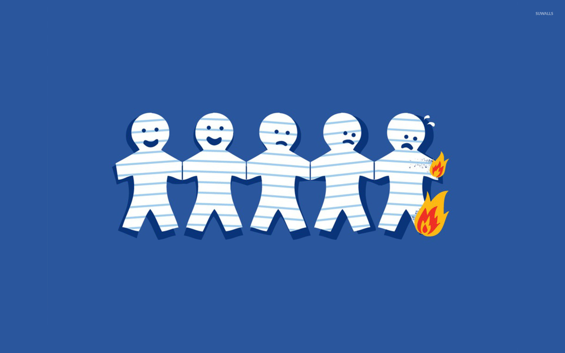 Burning paper doll chain wallpaper