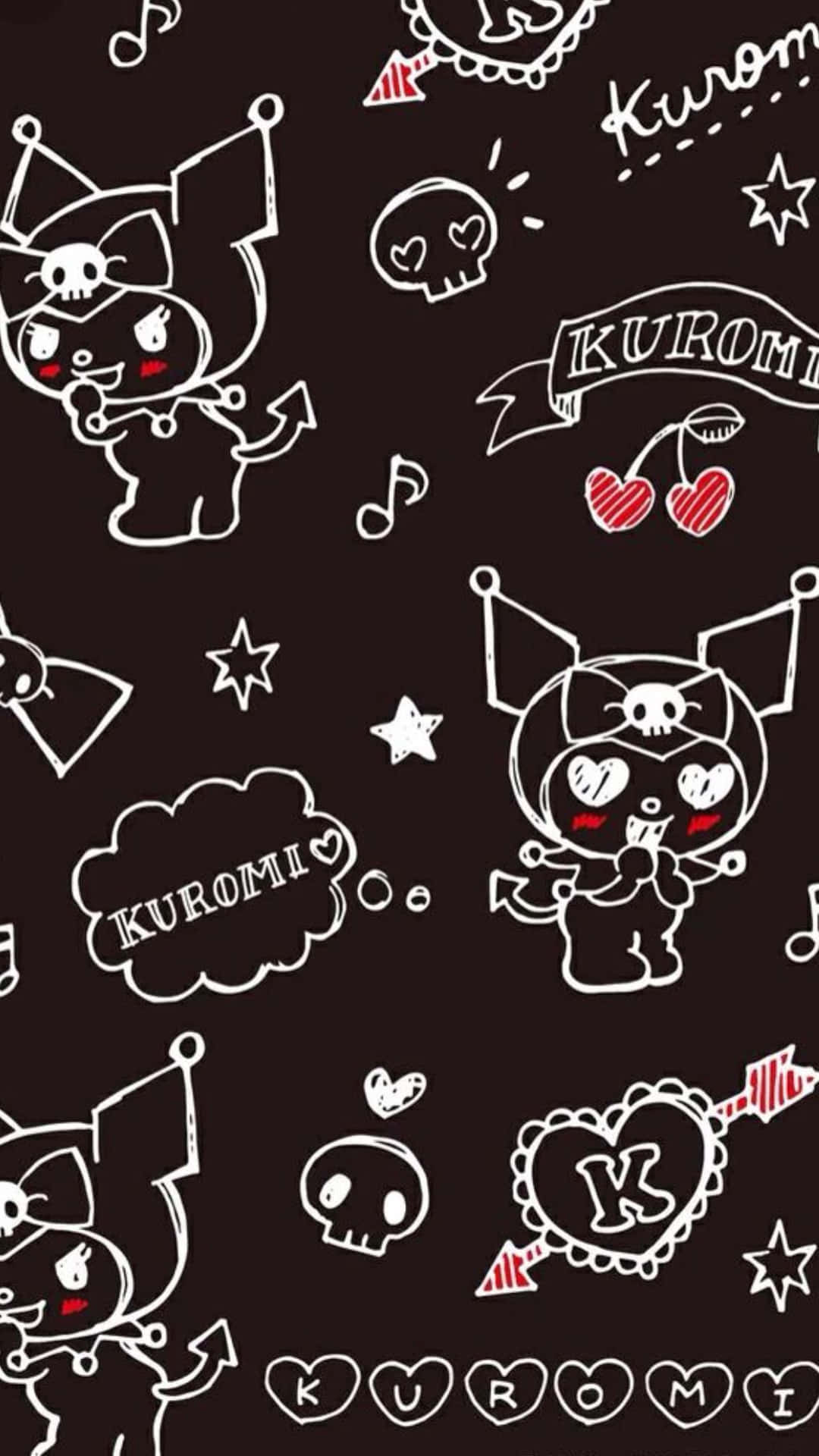 Download Kuromi iPhone Doodles On Black