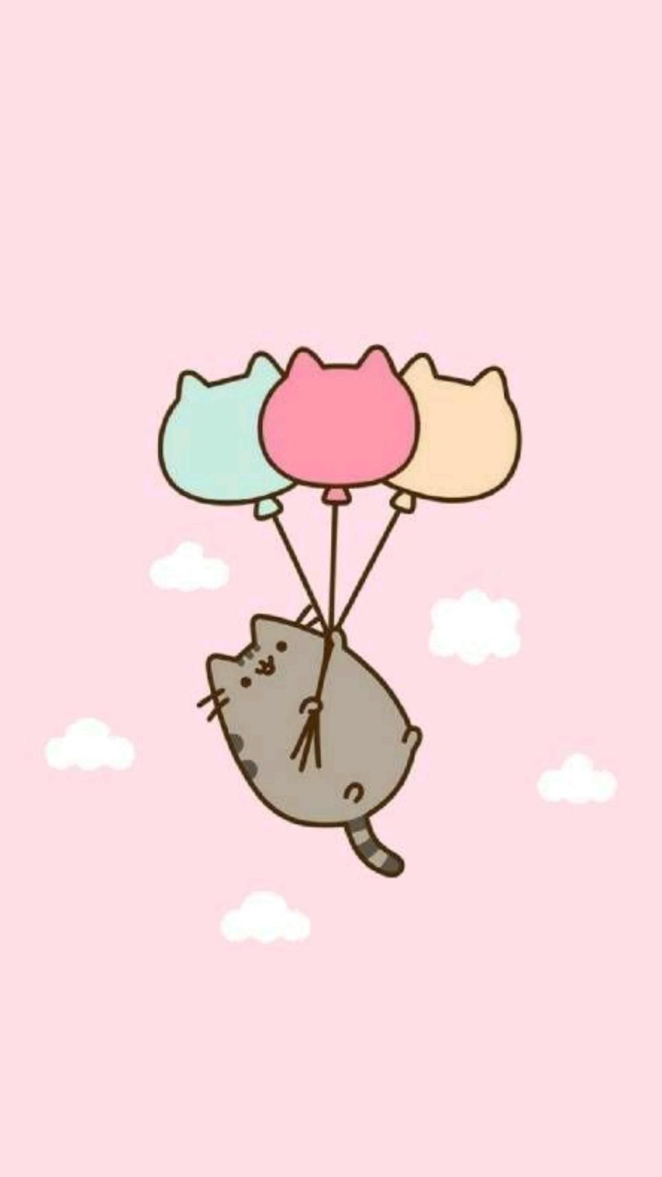 Cute Pink Wallpaper with Pusheen Cat