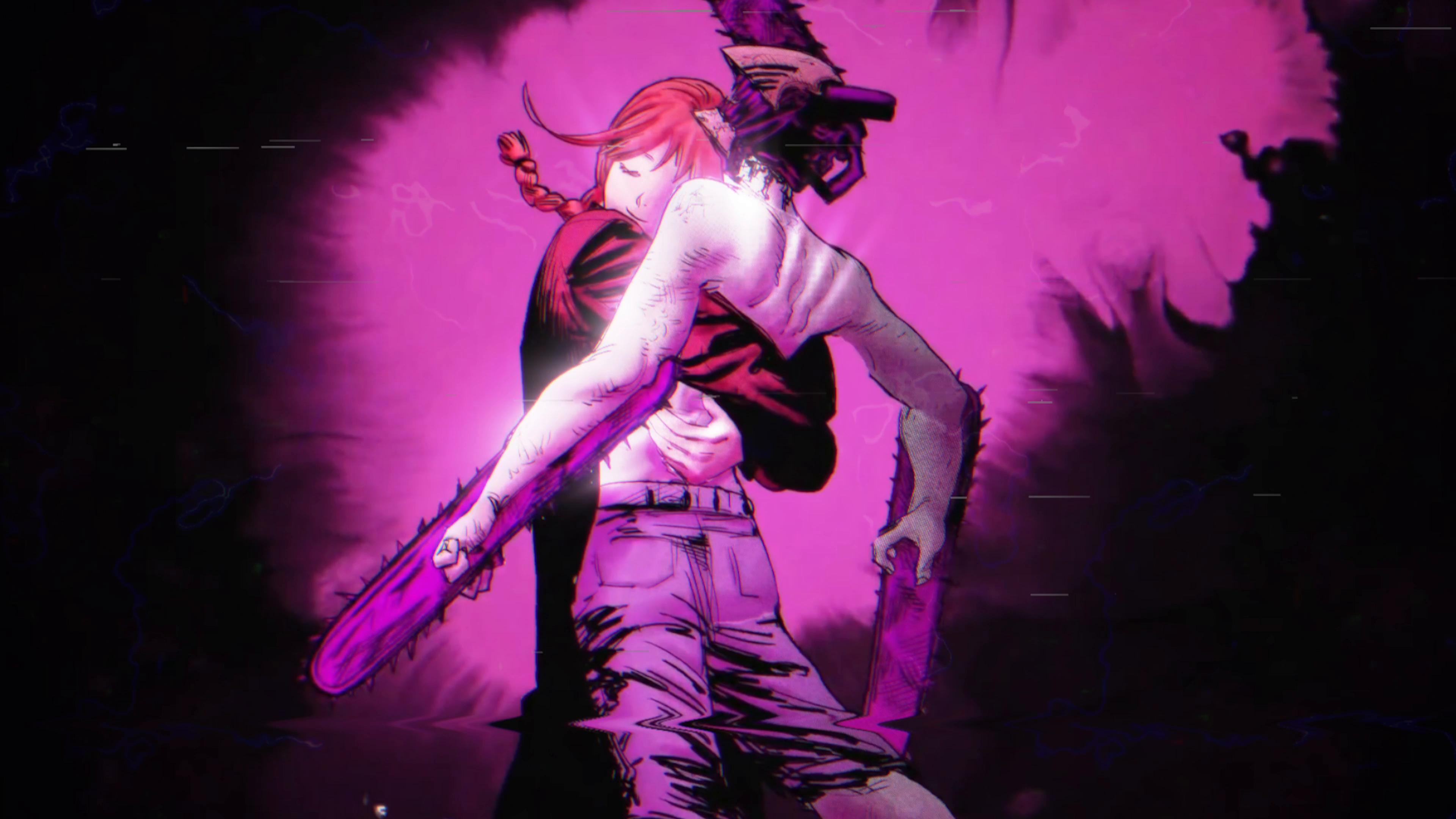 Makima Hugging Denji Live Wallpaper