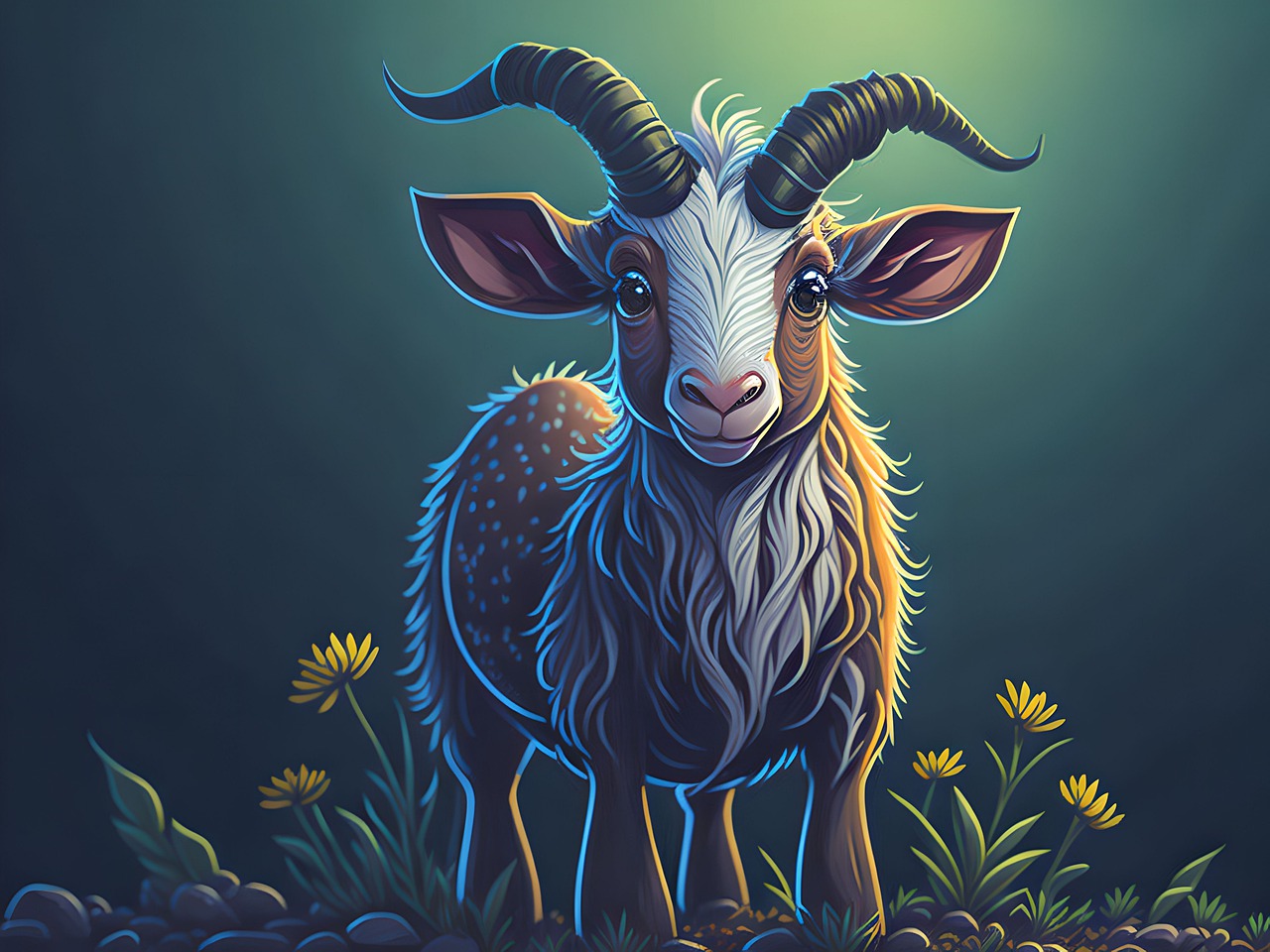 Download Goat, Flower, Cartoon. Royalty
