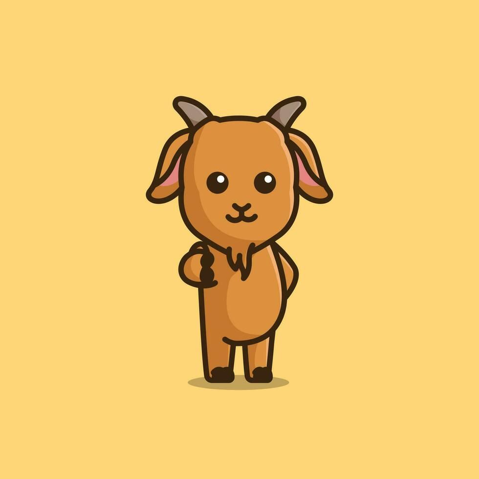 Cute goat thumbs up simple cartoon