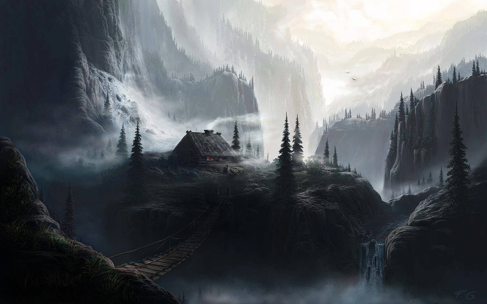 Fantasy Mountains Mist Wallpaper 1680