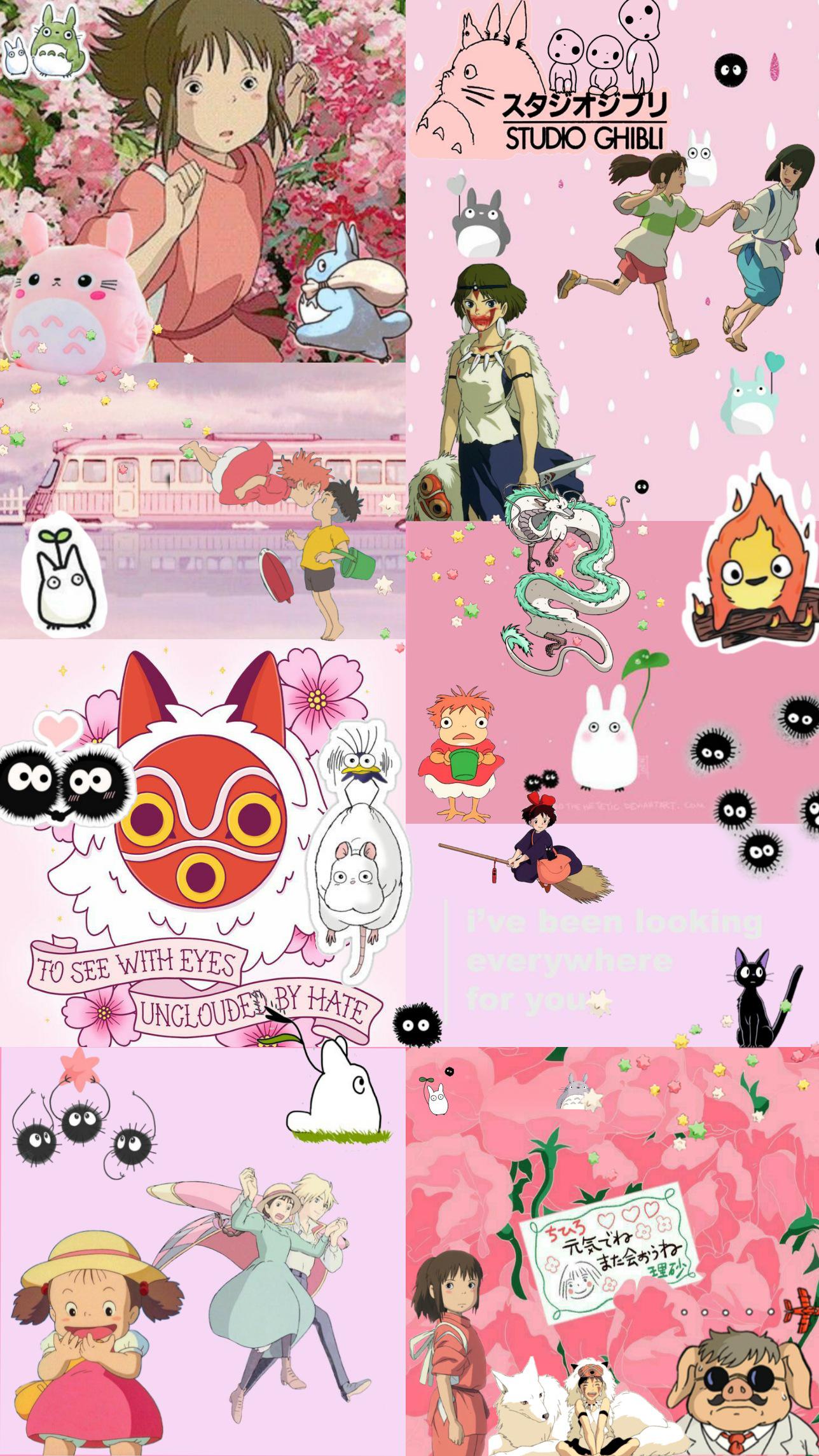 Pink Studio Ghibli Phone Background OC