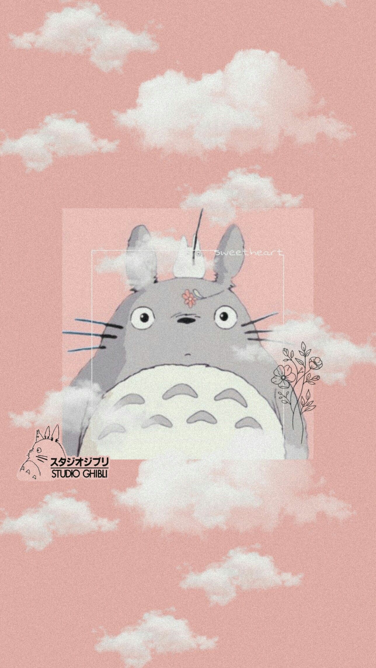 Cute Totoro Wallpaper with Clouds