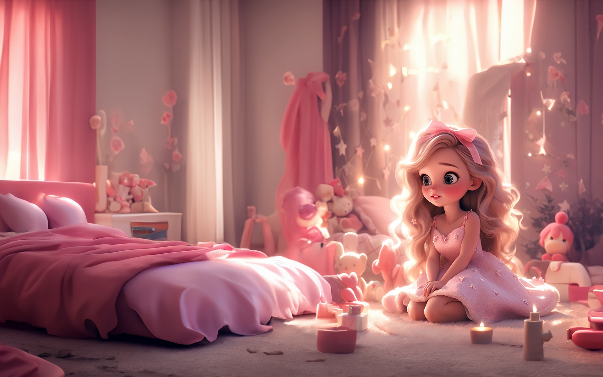 Barbie Wallpaper 4K, Room, Cute Girl