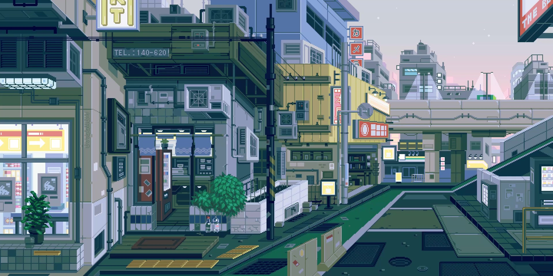 Pixel City Art Wallpaper