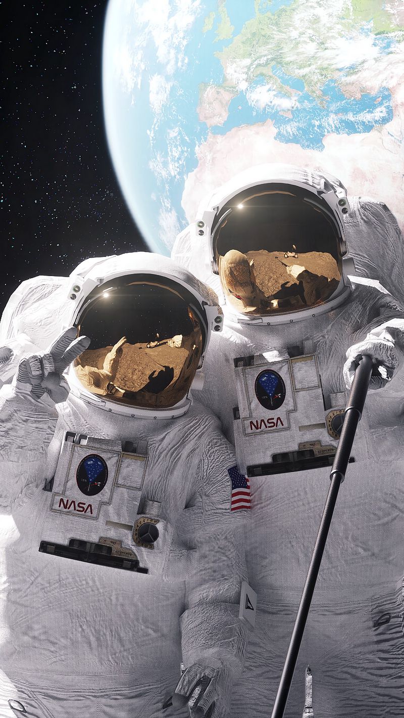 Download wallpaper 800x1420 astronauts