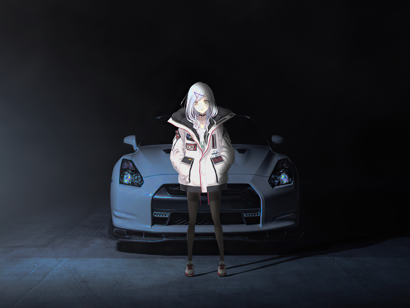 Anime Girl With Nissan Gtr 35