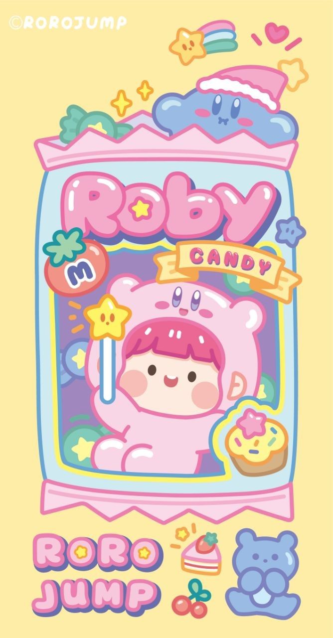 Roro jump candy. Cute cartoon