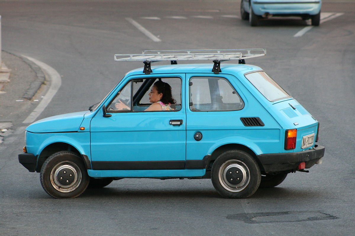 Blue Fiat 126 in