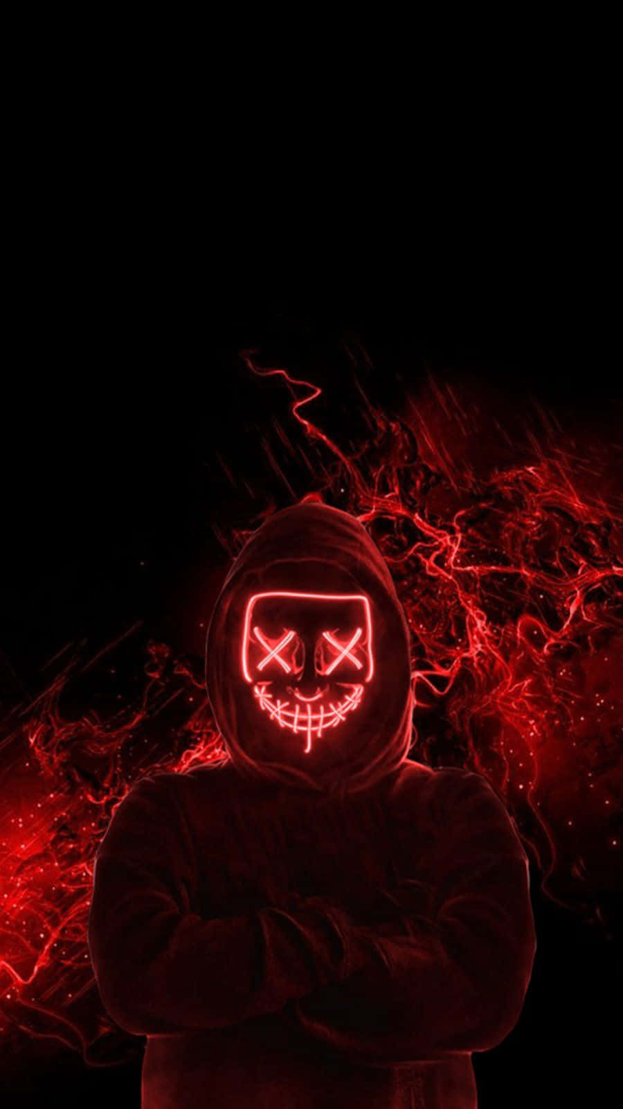 Red Neon Scary Mask Wallpaper