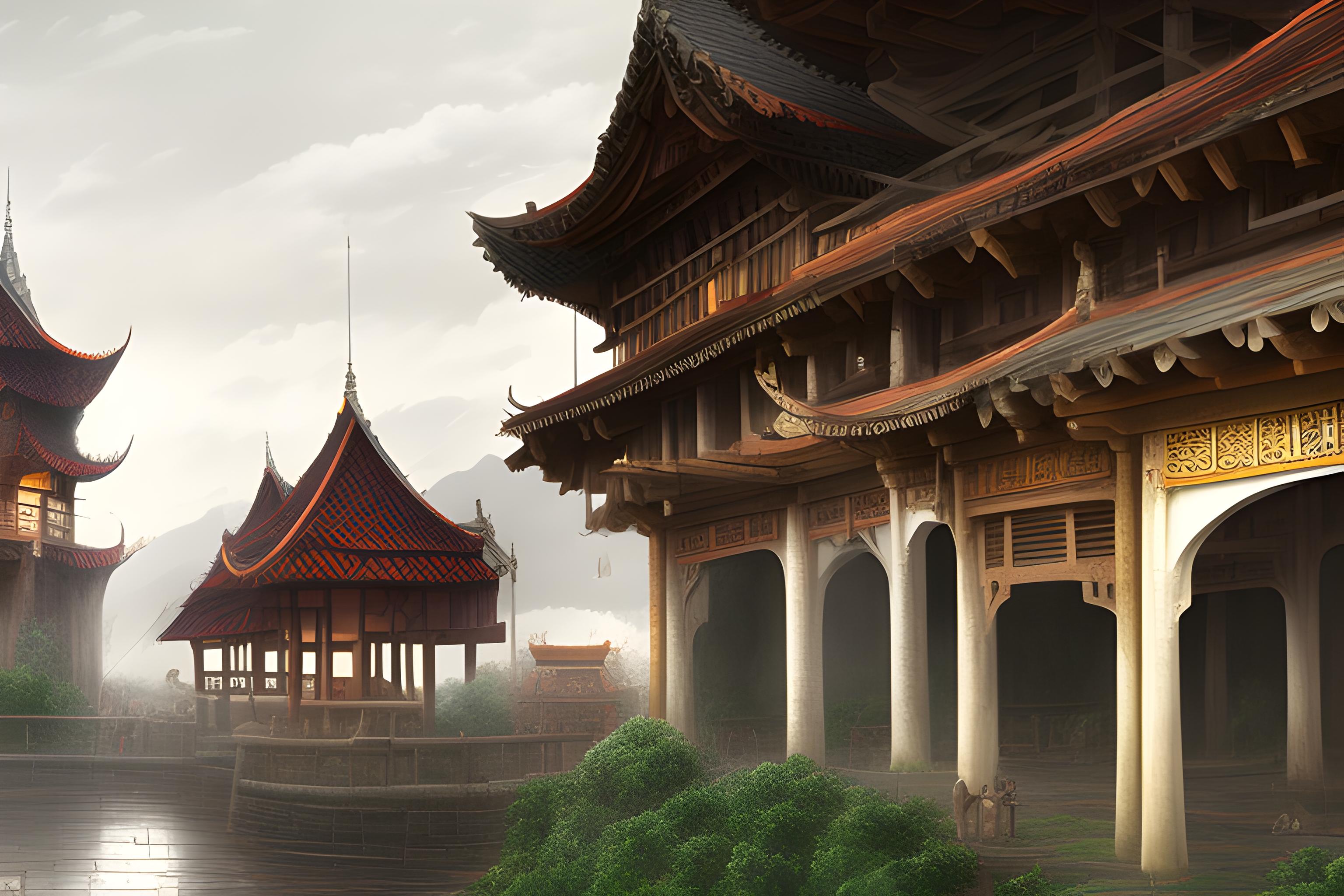 realistic medieval asian city