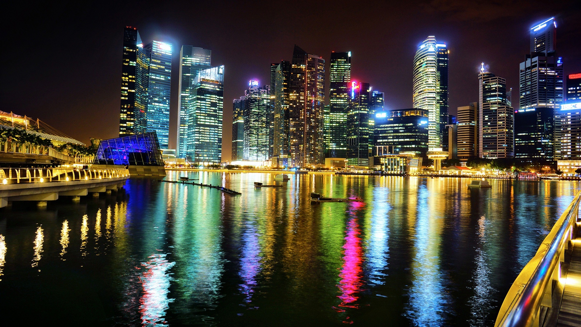 Wallpaper Singapore, Asia, city, night