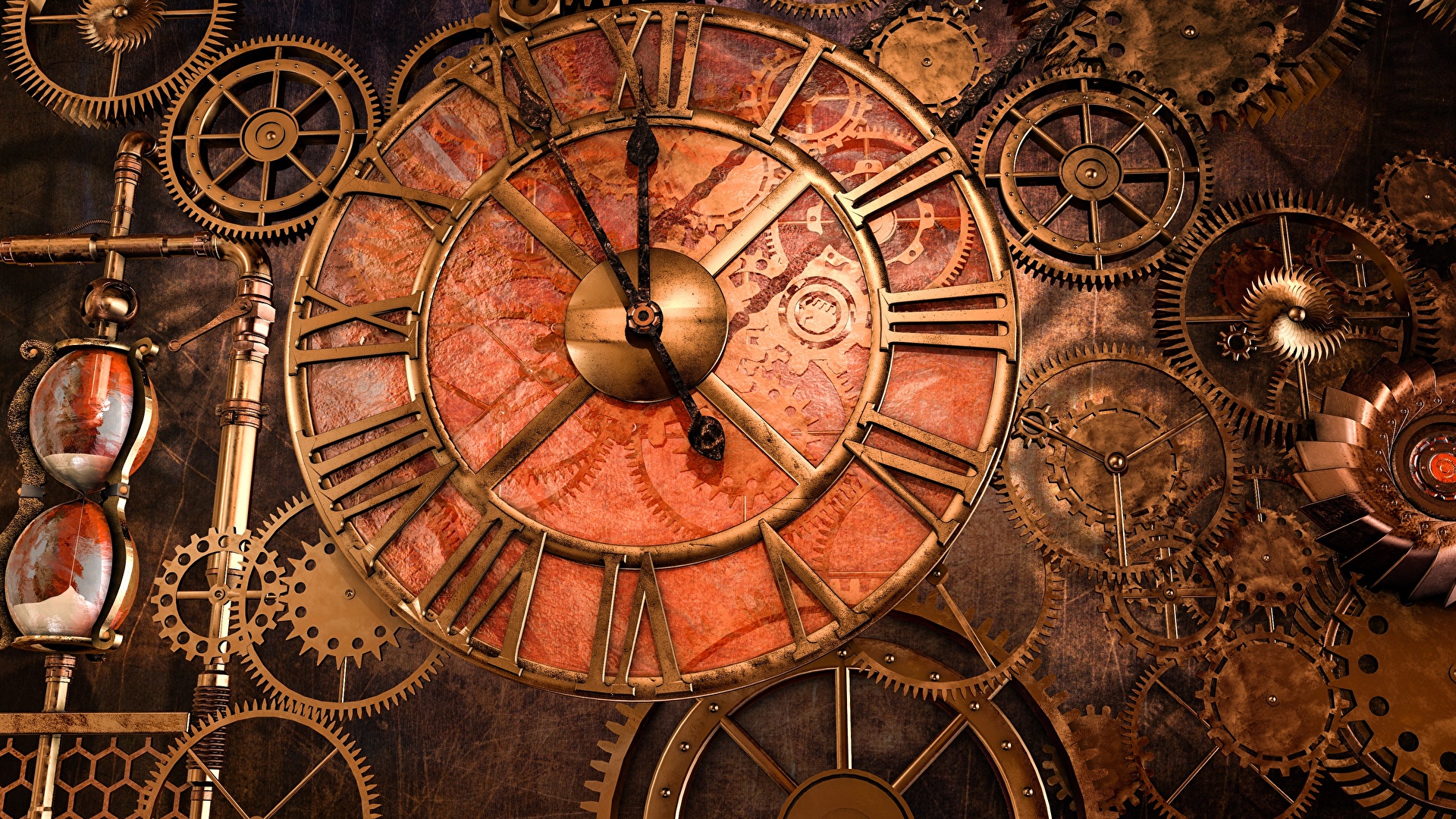 Steampunk Gear Clock Clock face 1920x1080