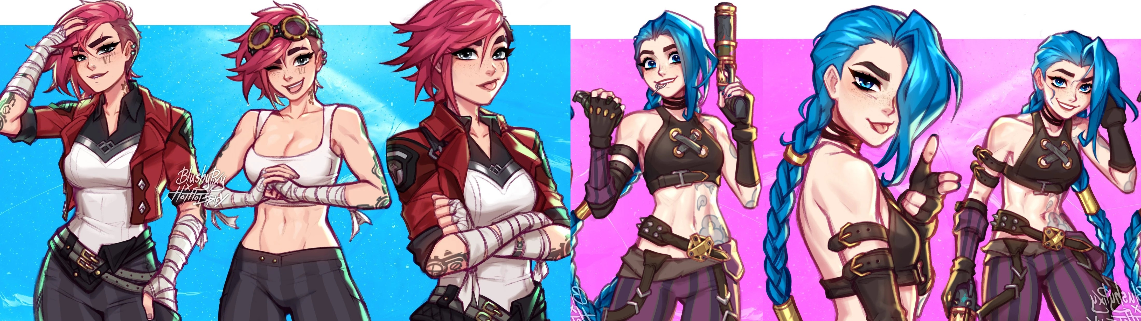 Jinx & Vi wallpaper for dual monitors