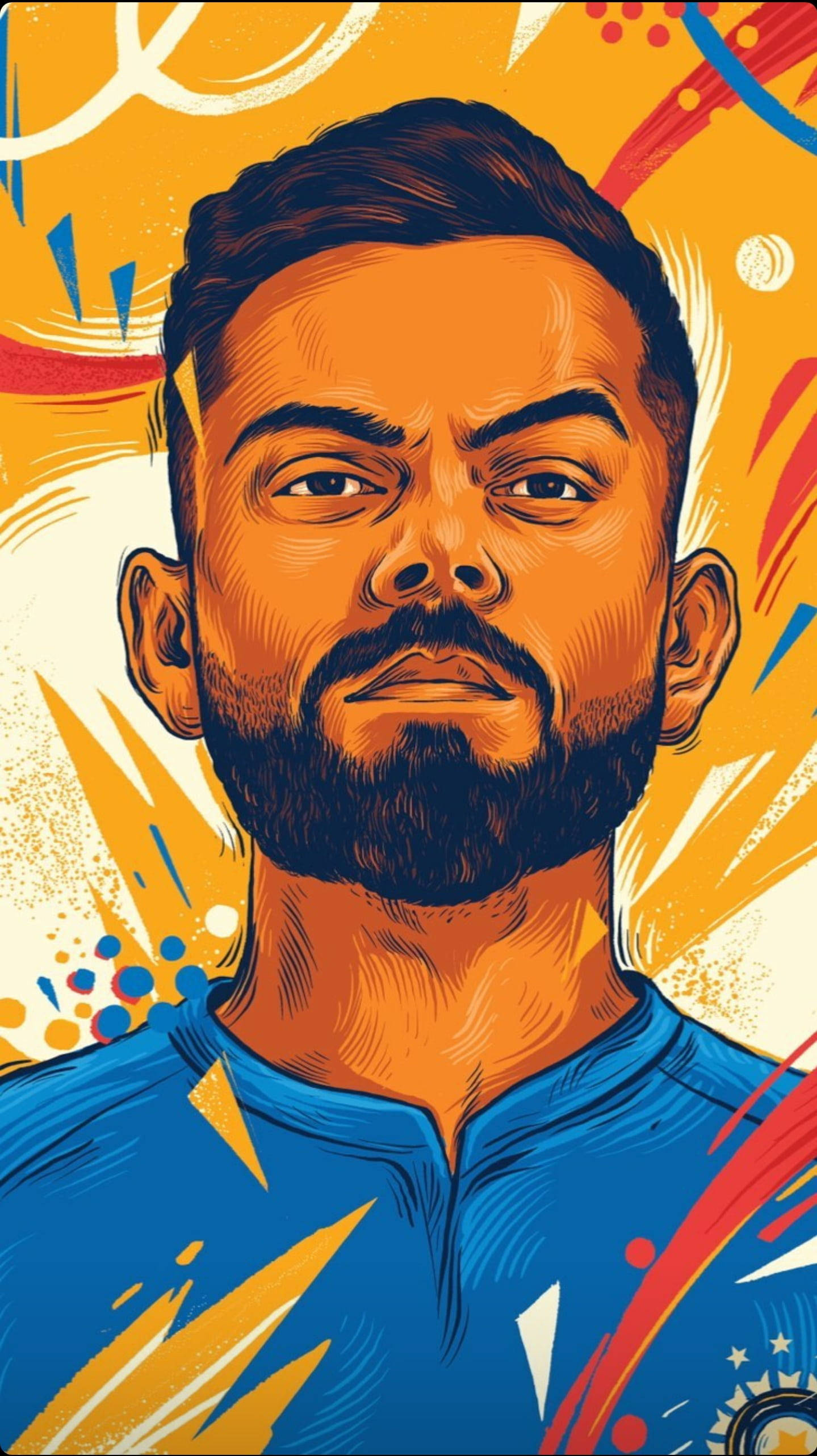 Cartoon Kohli Cricket 4K Wallpaper