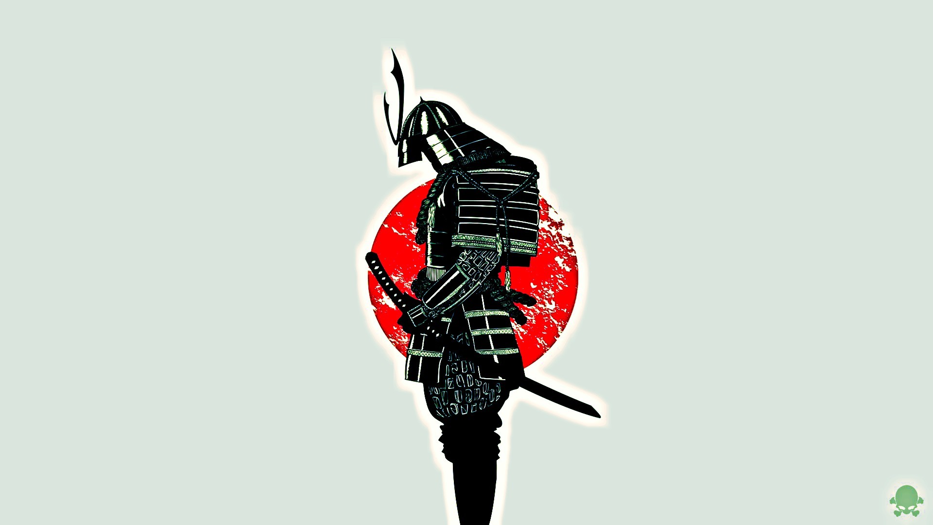 minimalism, flag, Japan, samurai