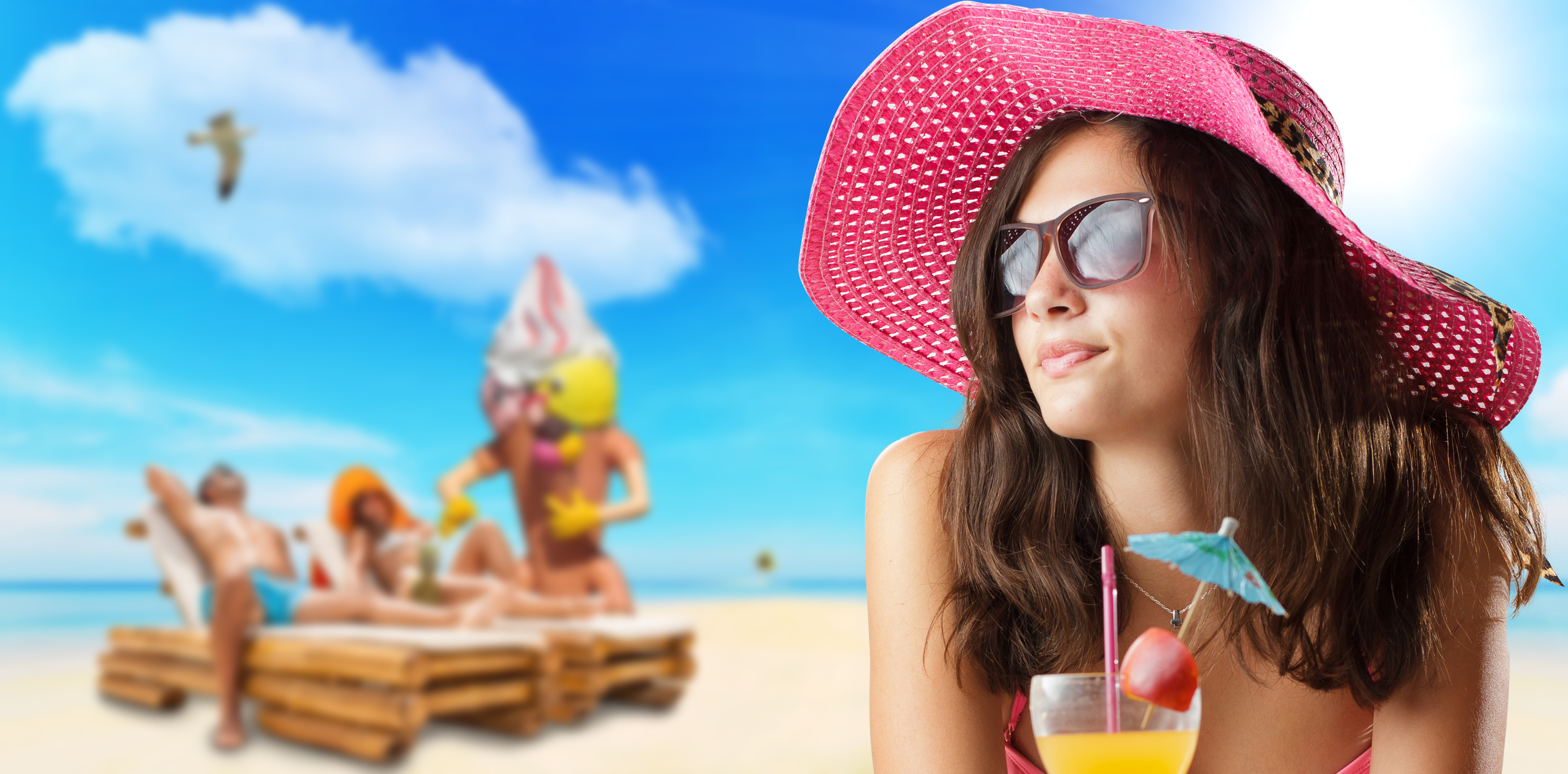 Wallpaper girl, summer, beach, party