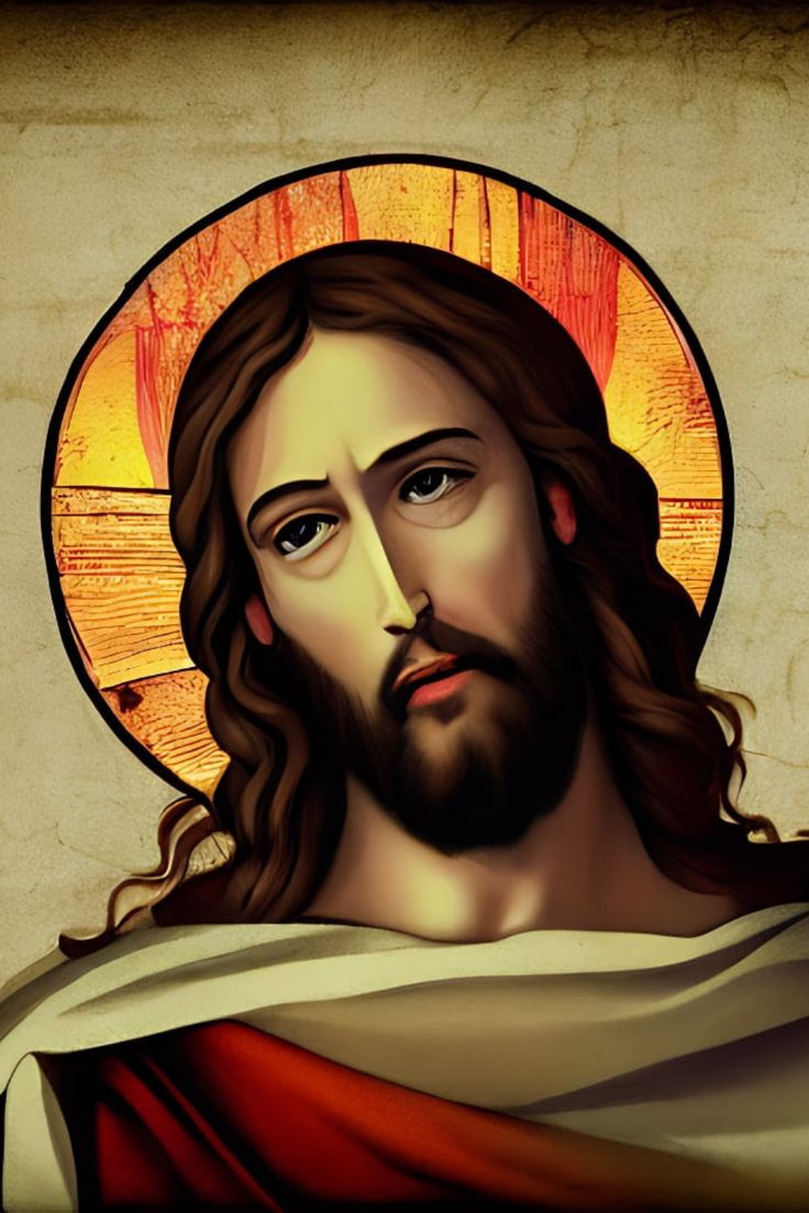 Jesus Wallpaper in Christian Icon Art Style