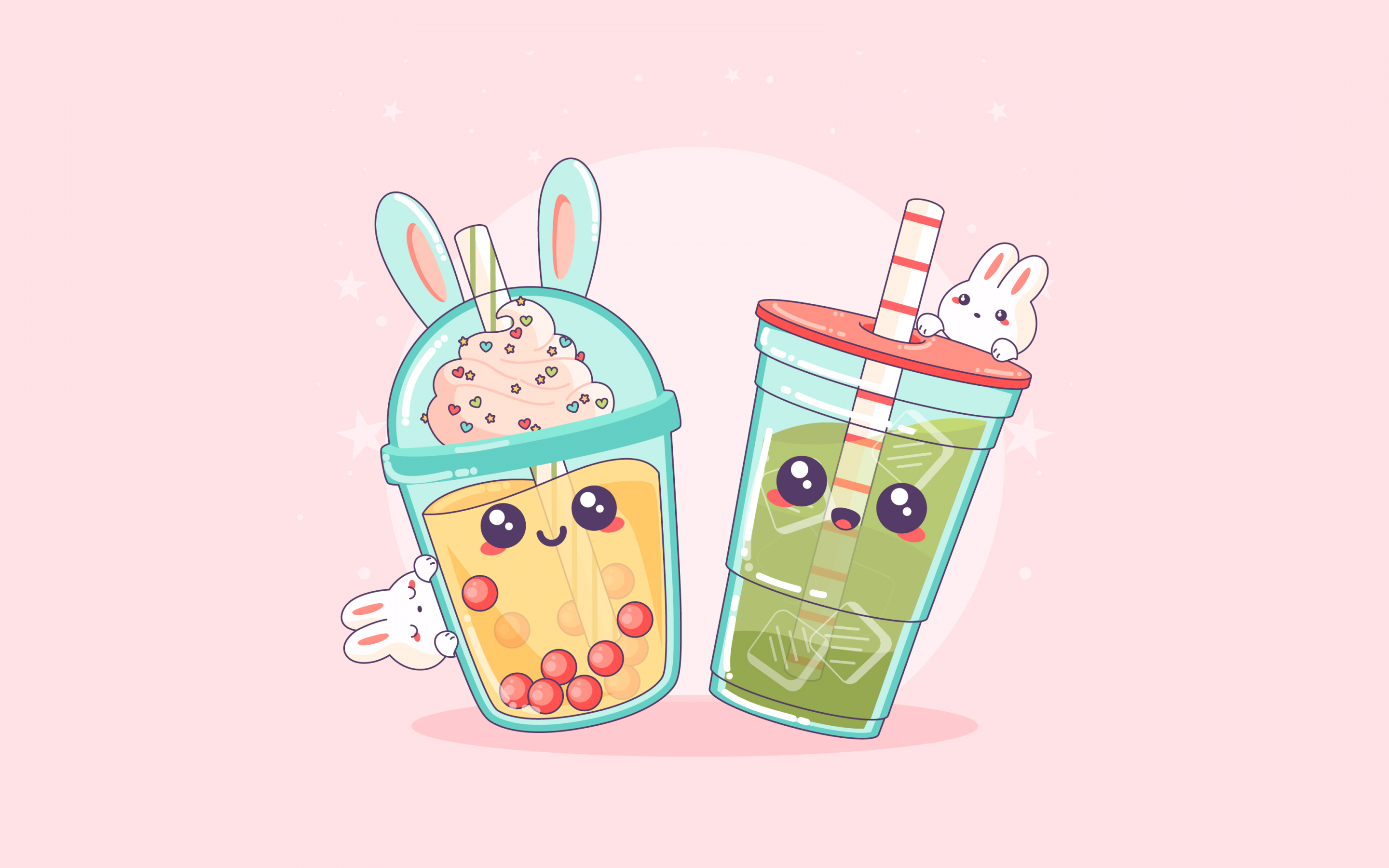 Kawaii bubble tea Wallpaper 4K, Kawaii