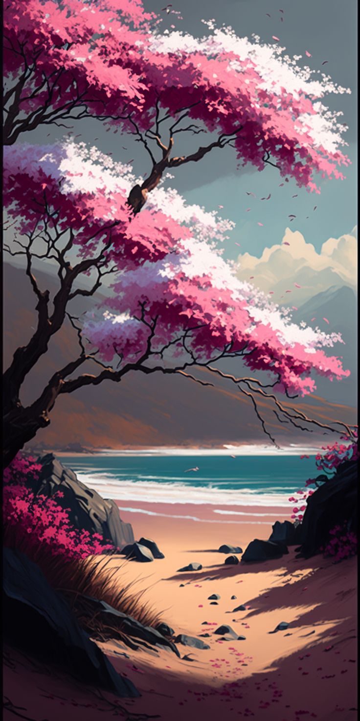 Cherry Blossom Beach: A Serene