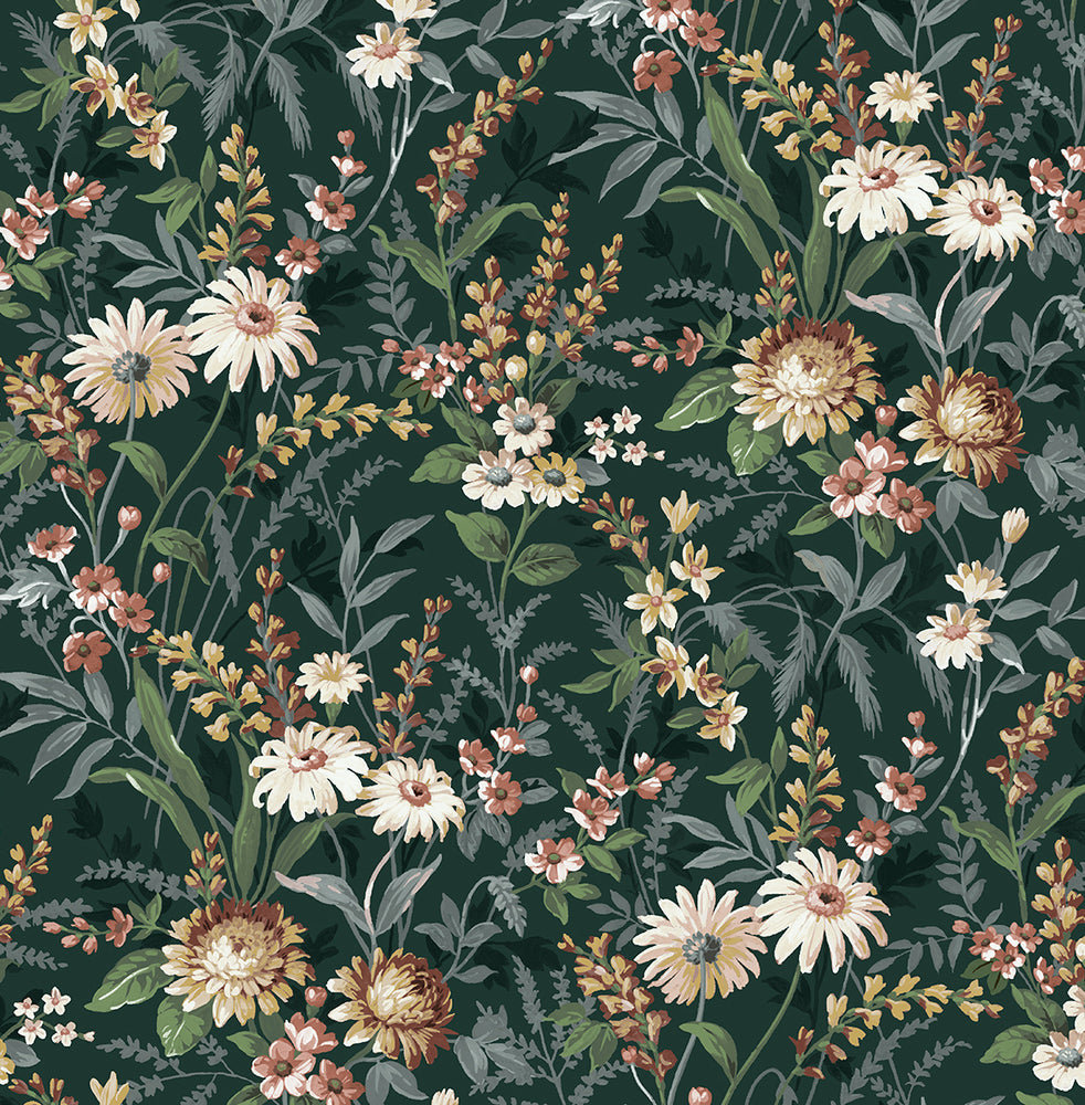 NextWall Vintage Floral Peel and Stick Wallpaper (Navy Blue)