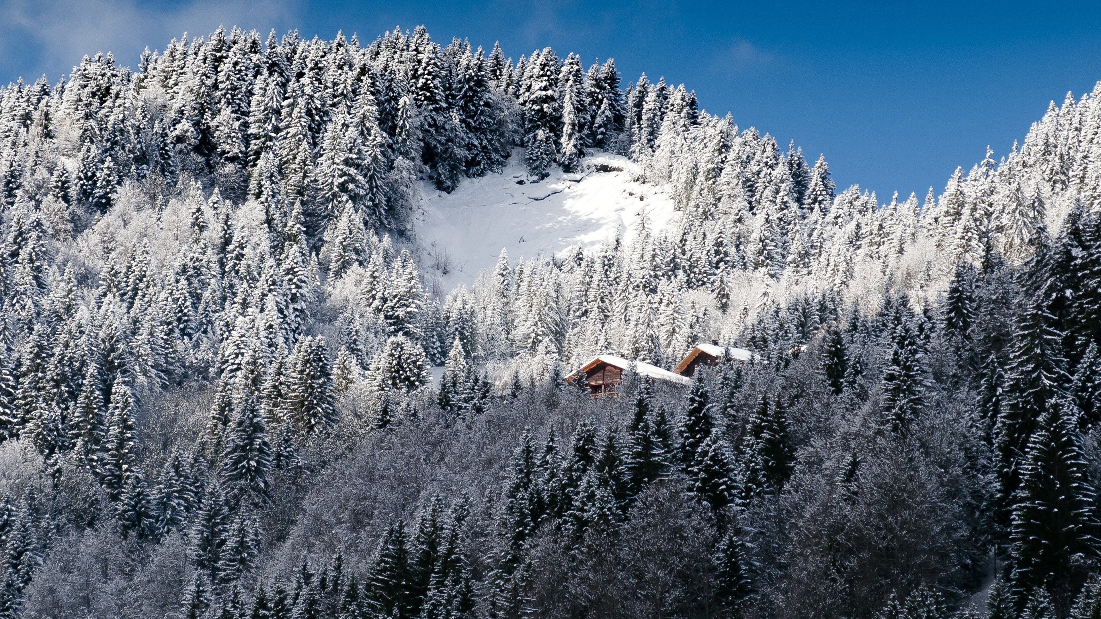 Snow Mountain Wood Home Winter Nature