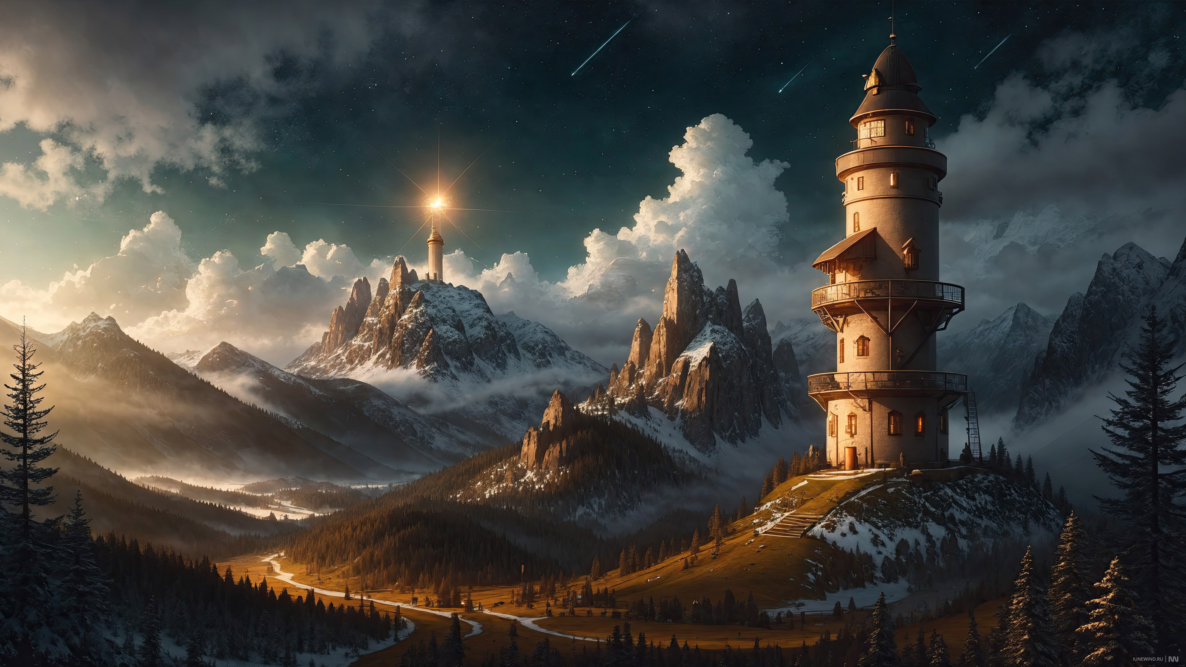Tower in wildness, AI art, UHD