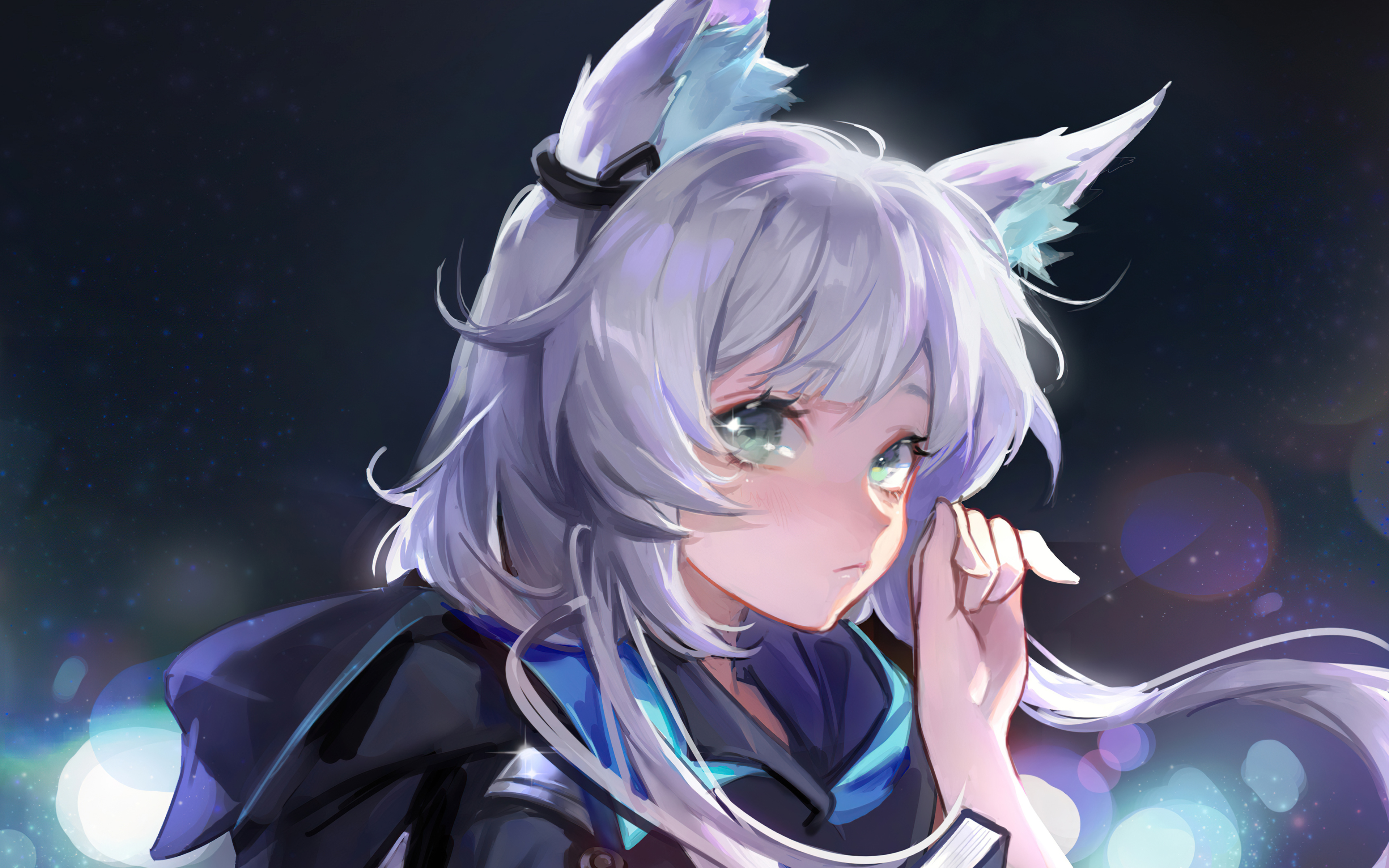 Cute Anime Girl Caty Hairs 4K