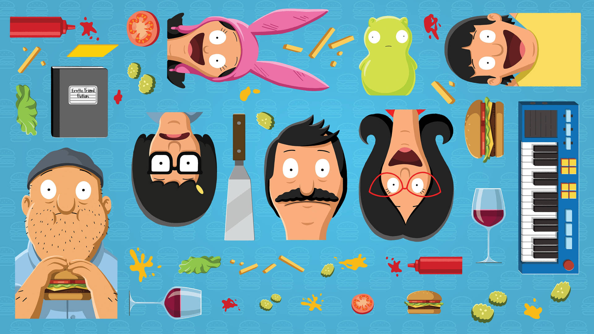 Download Aesthetic Blue Bobs Burgers Wallpaper