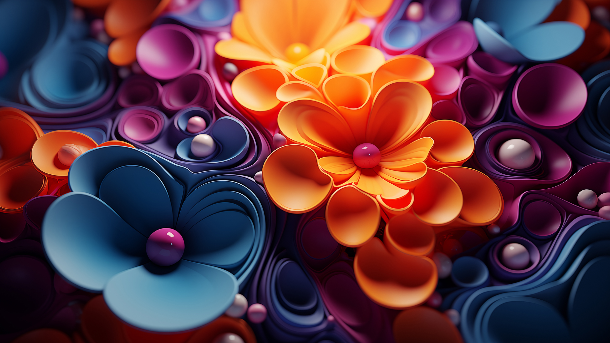 Abstract artificial flowers wallpaper