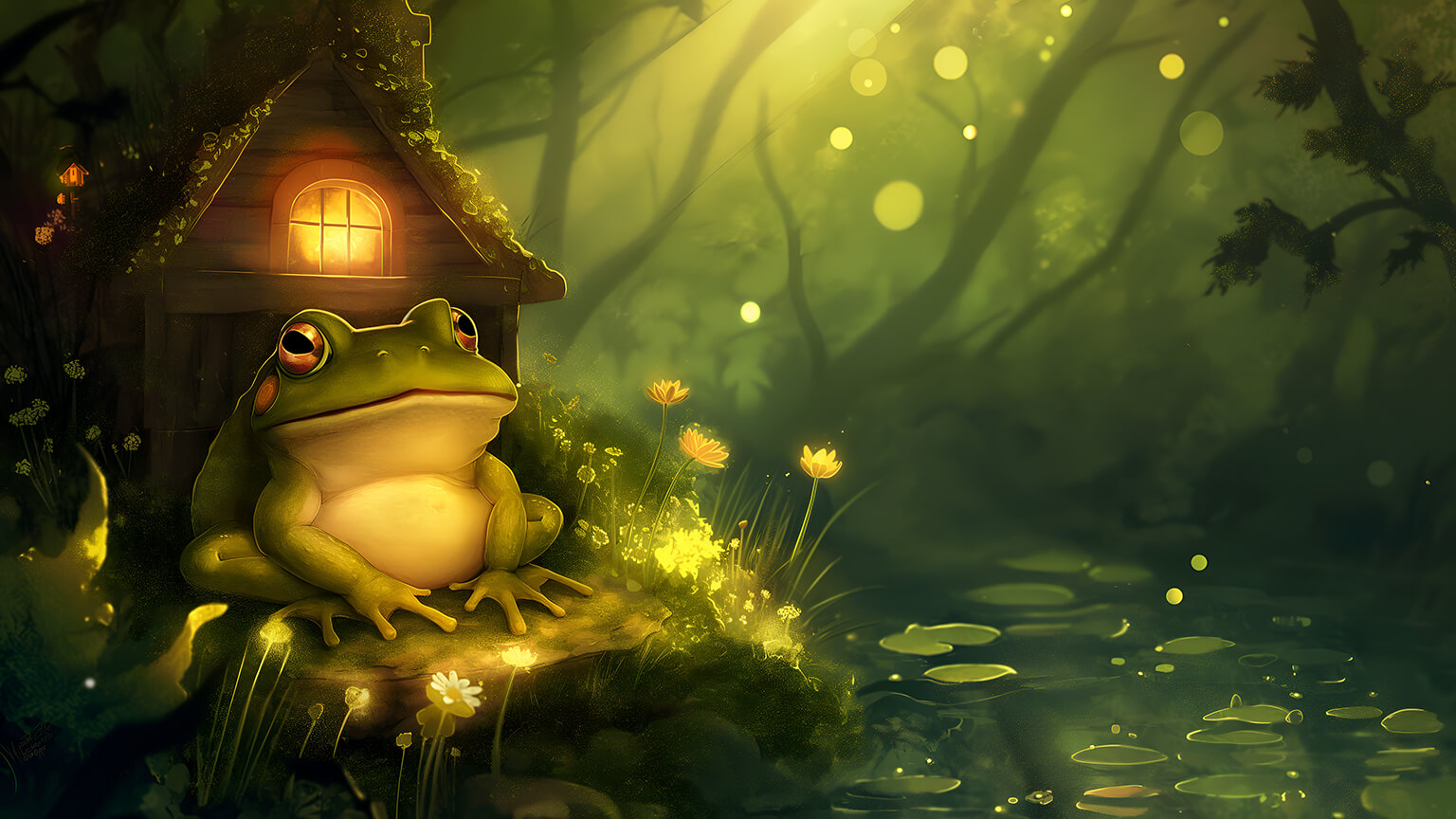 Cottagecore Frog Desktop Wallpaper
