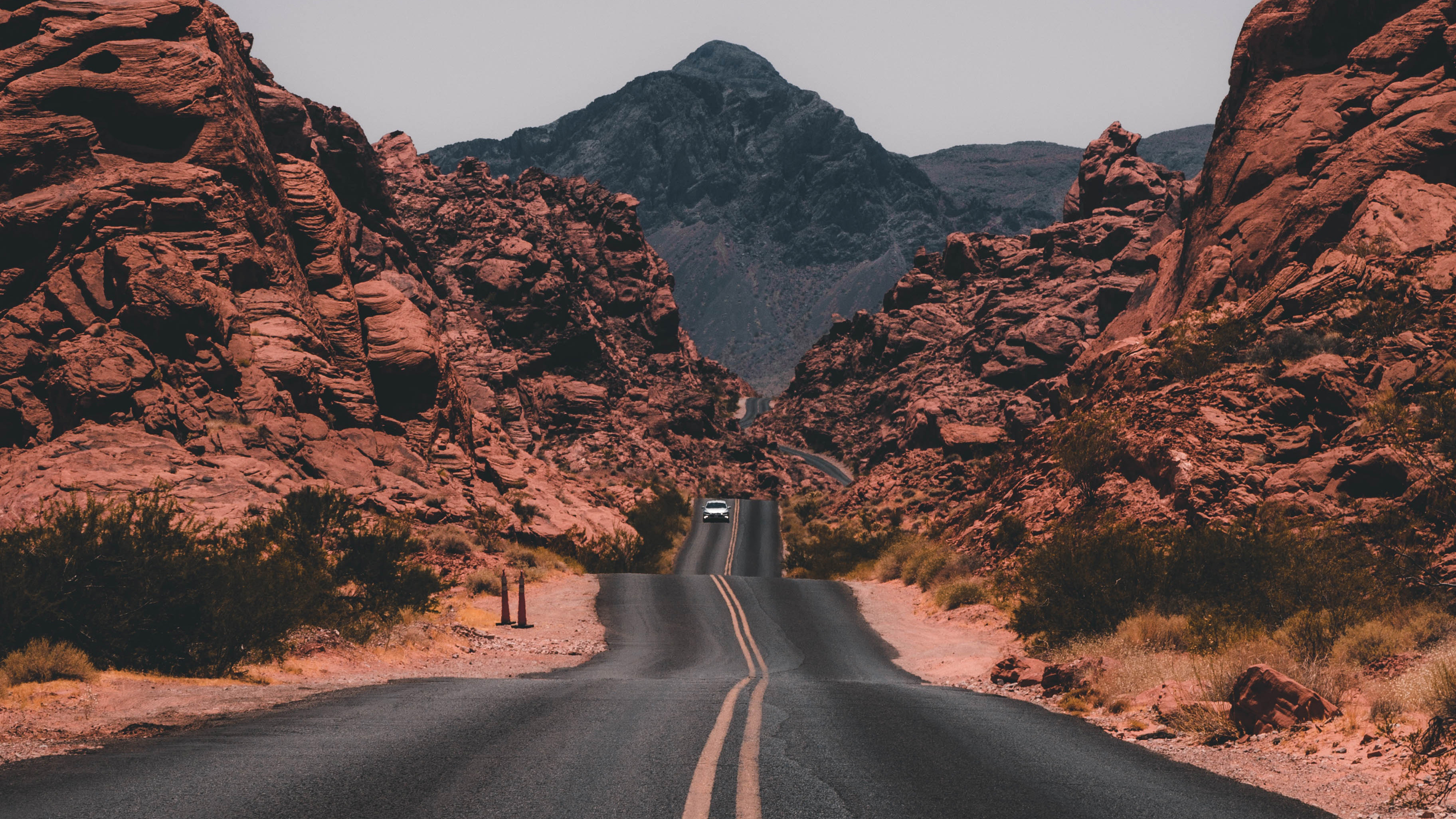Cliff Valley Road Rocks 4k Wallpaper, HD