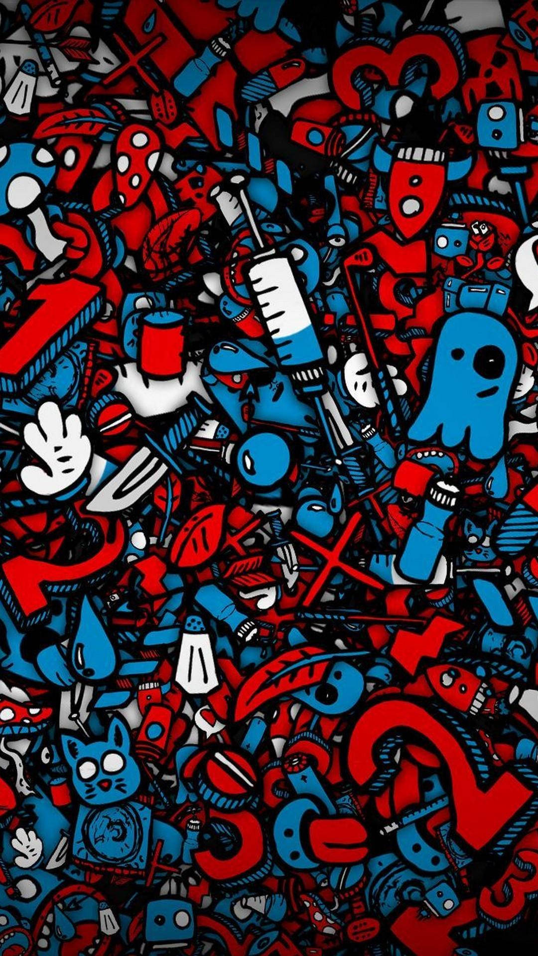 Download Red And Blue Abstract Wall