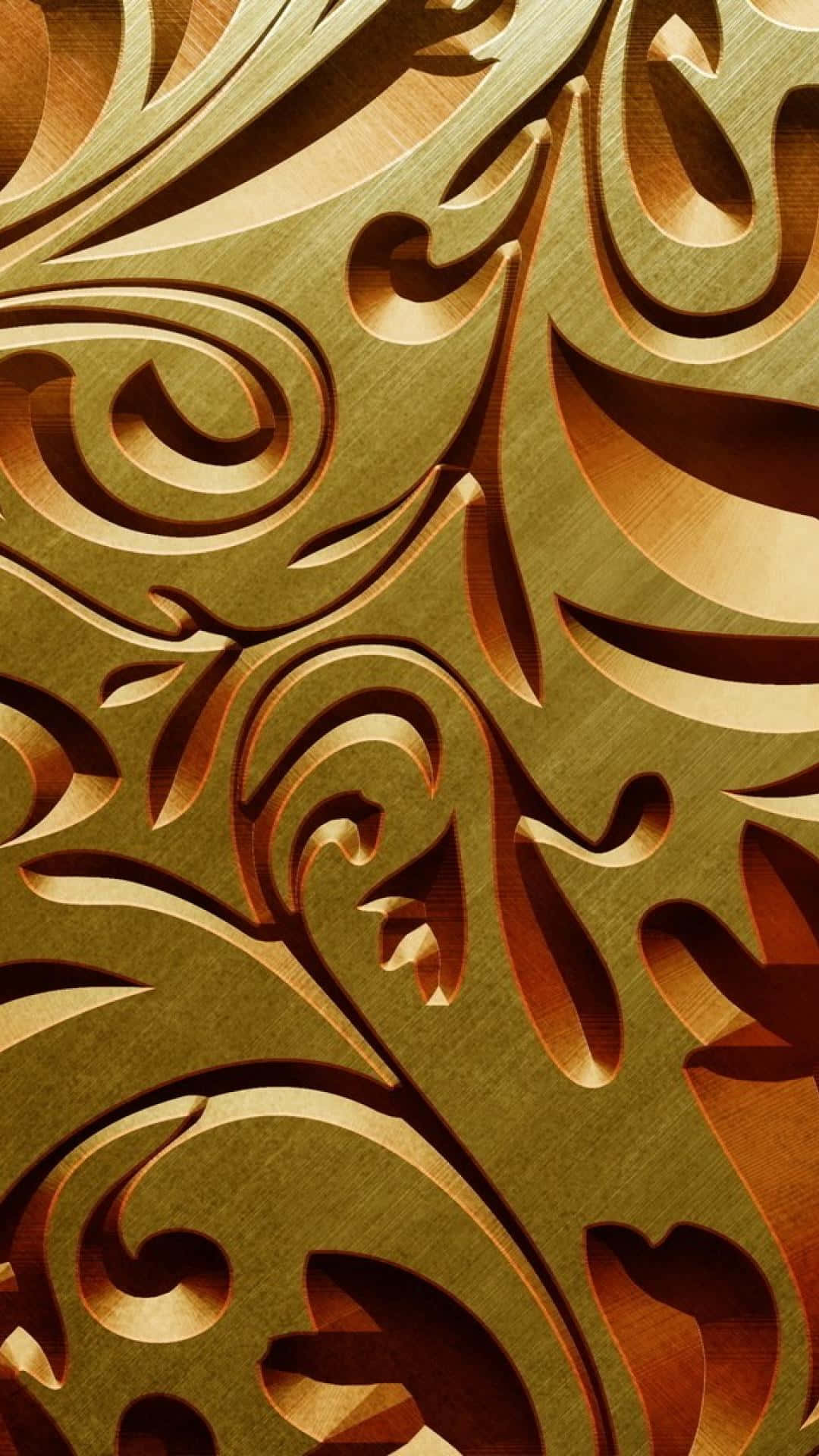 Gold Carved Pattern On A Wall Wallpaper
