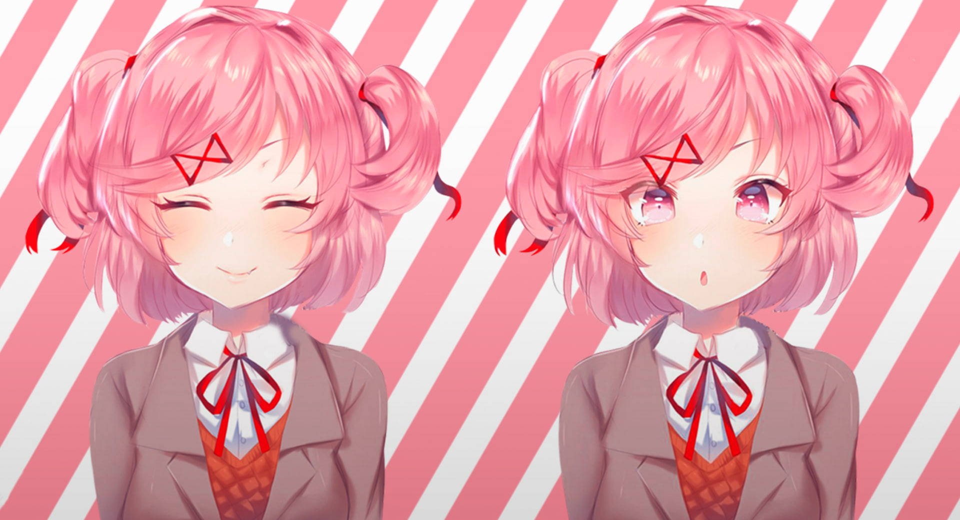 Download Striped Natsuki Art Doki Doki Literature Club Wallpaper