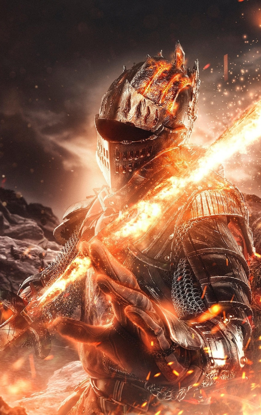 wallpaper 840x1336 fire and sword