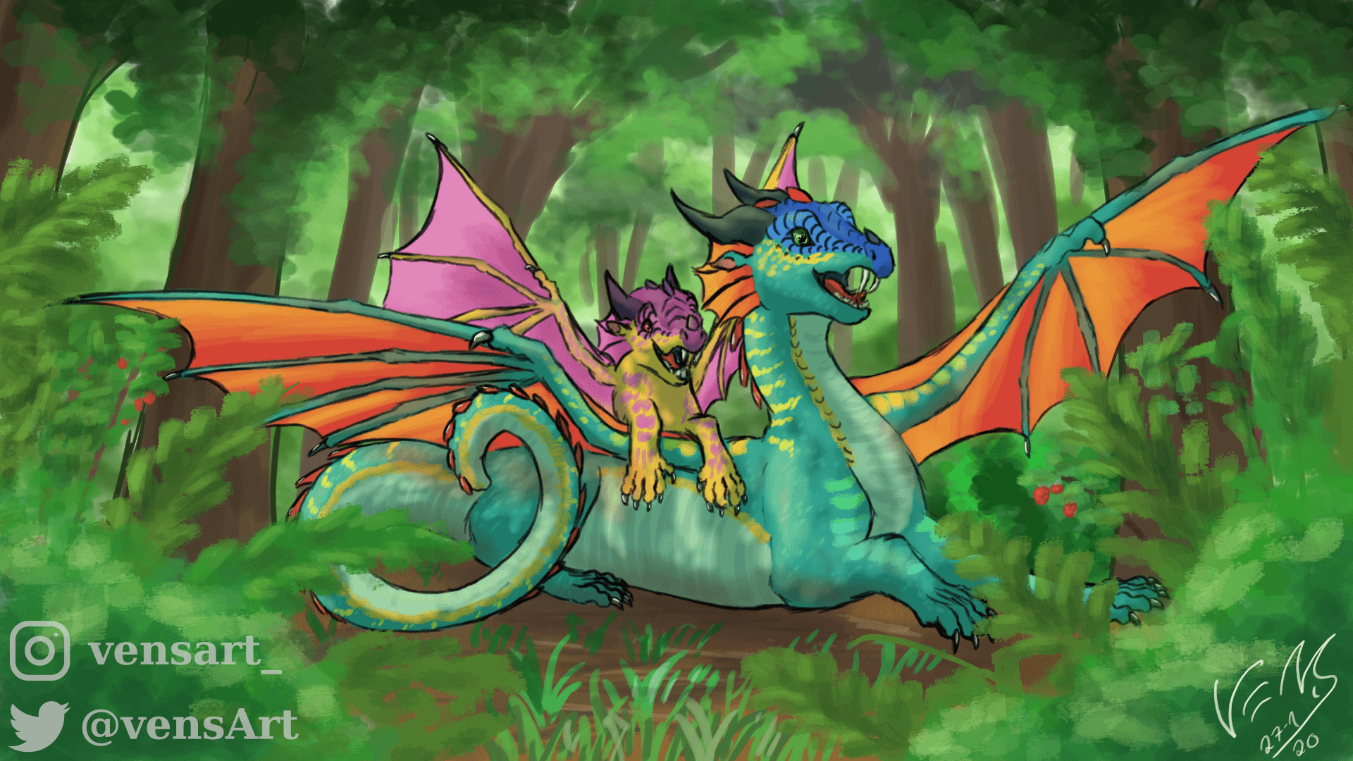 Drawing of Glory and Kinkajou, r
