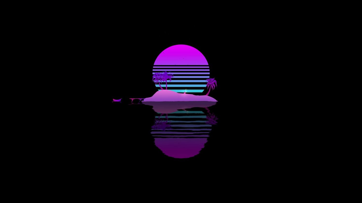 Minimalist Retro Tropical Island 4K