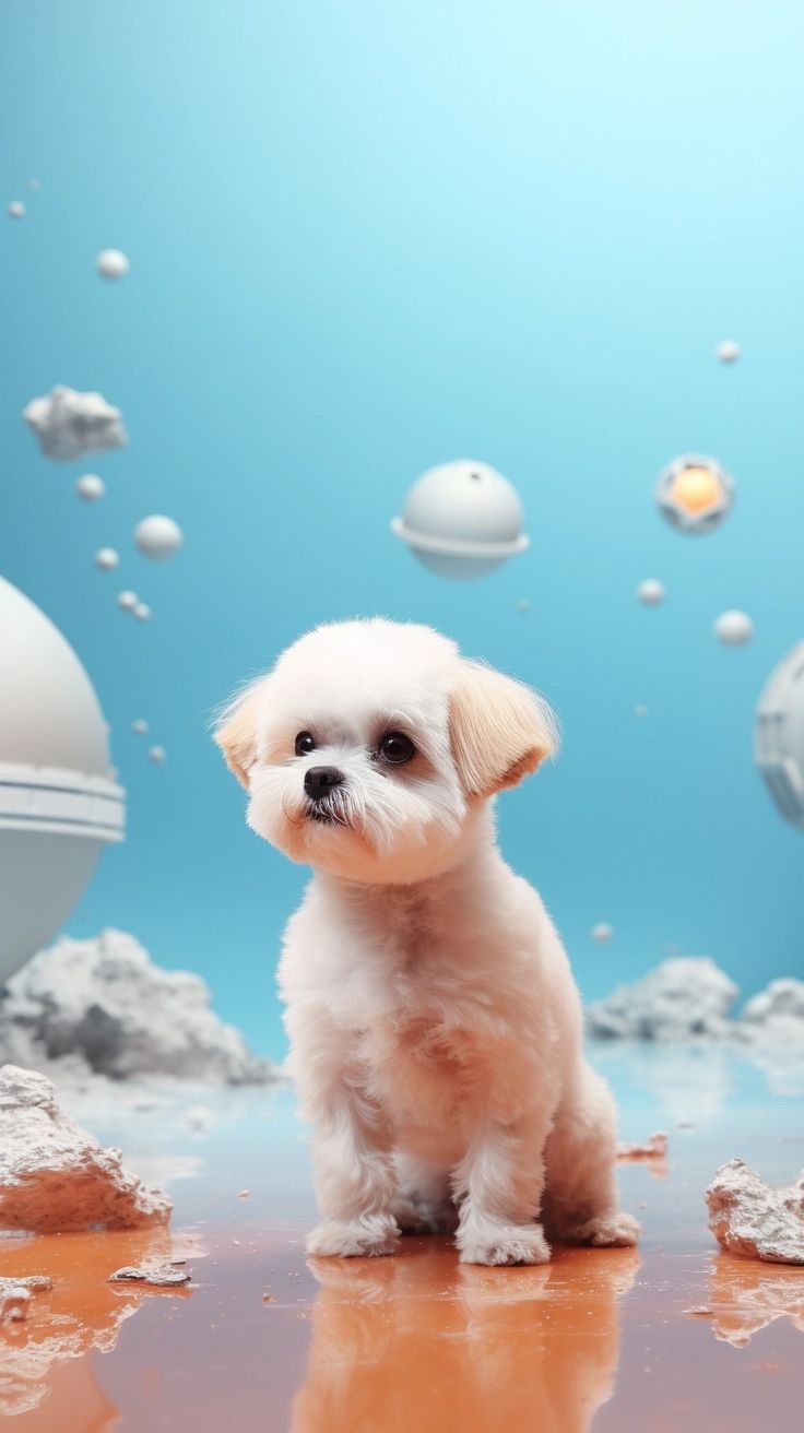 Adorable Puppy in a Dreamy Space