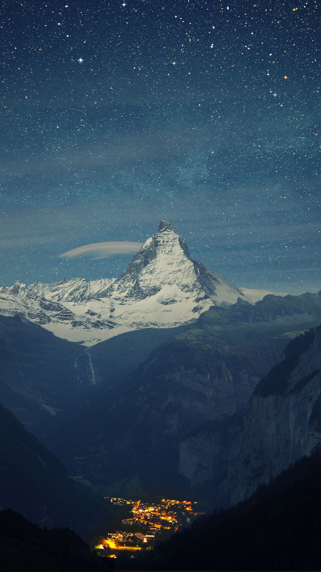 Switzerland Alps Mountains Night
