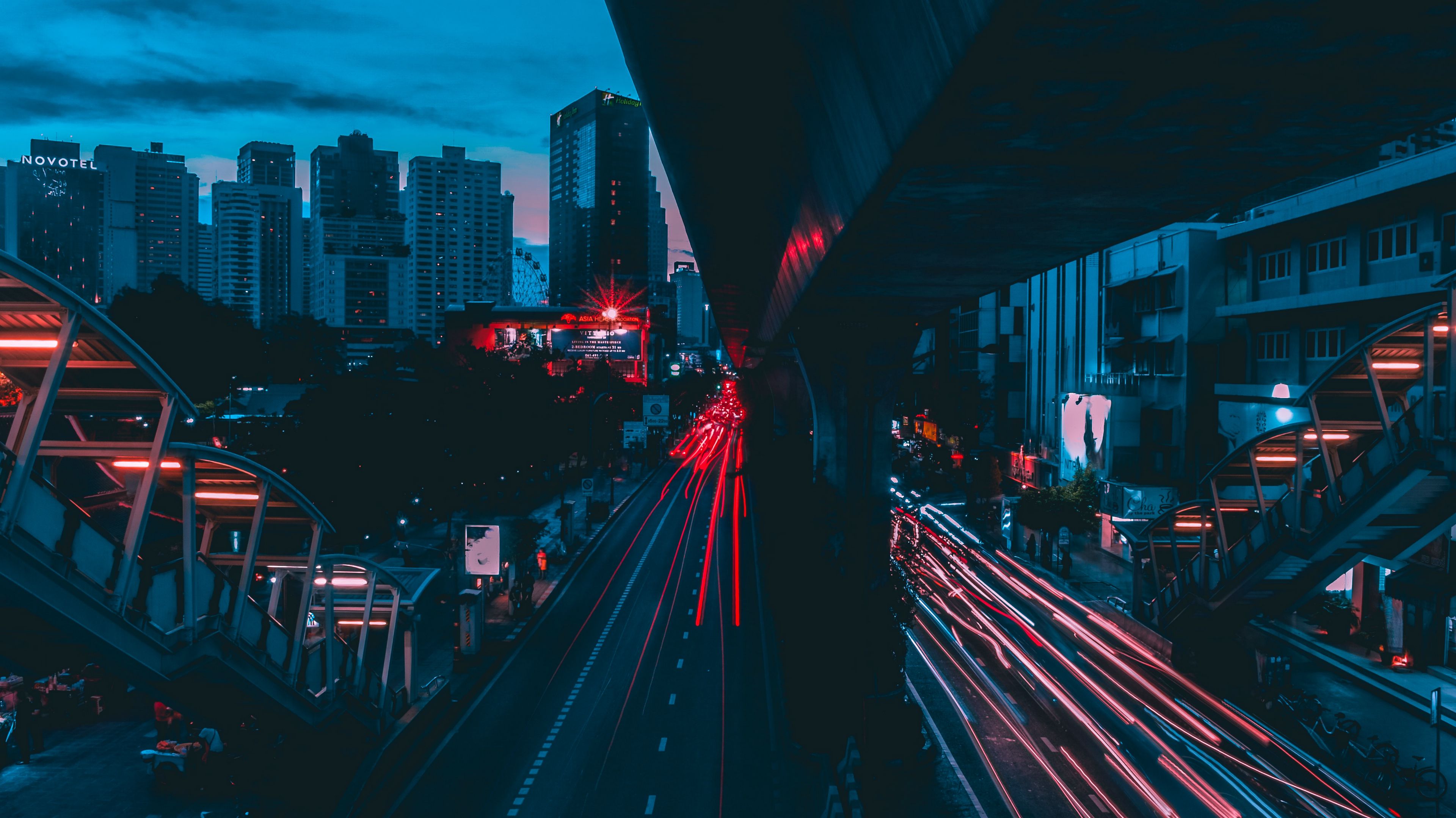 Download wallpaper 3840x2160 night city