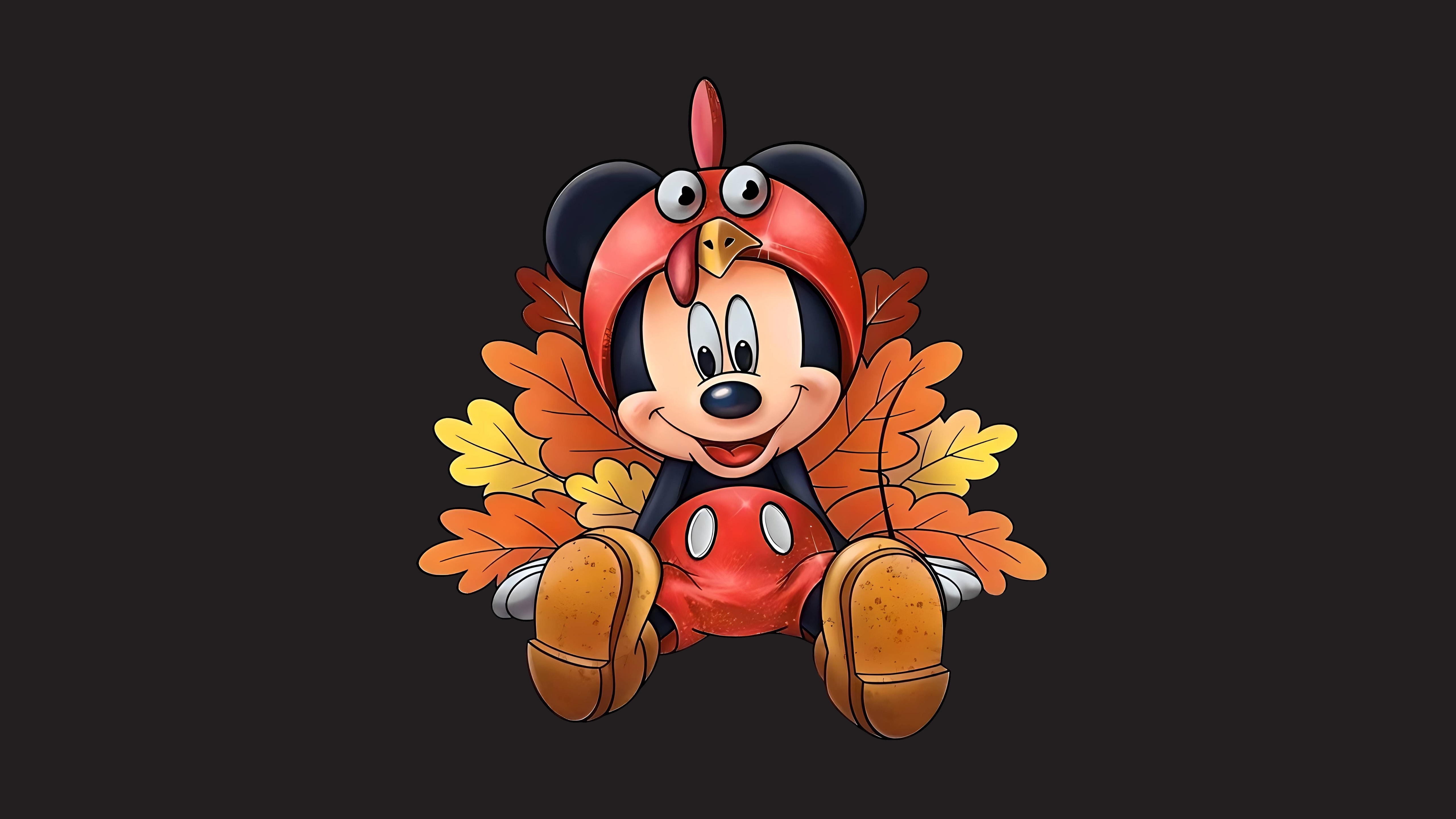 Mickey Mouse Wallpaper 4K, Thanksgiving