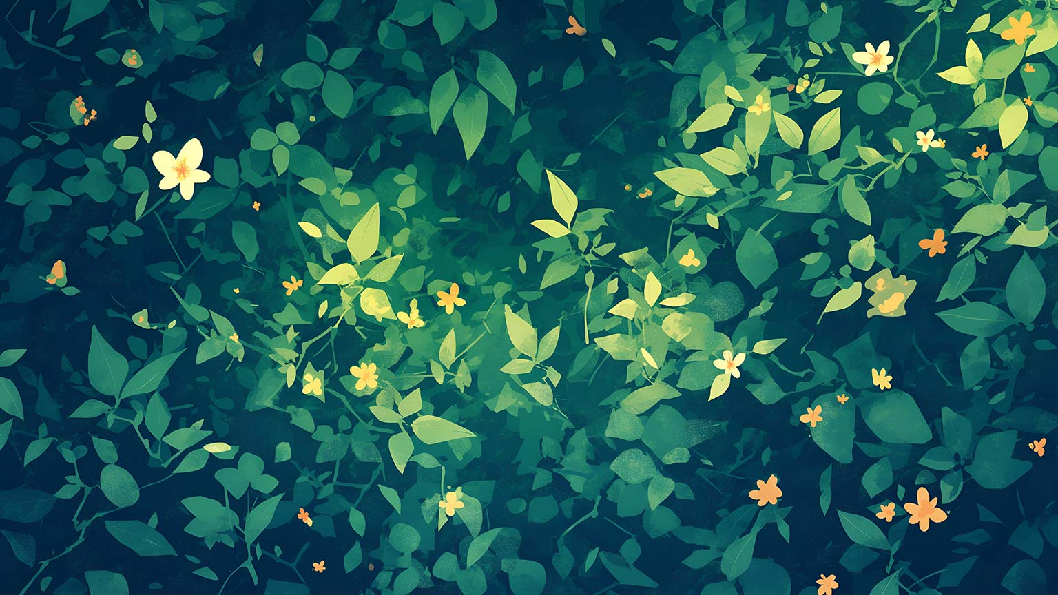 Dark Green Leaf Pattern Desktop