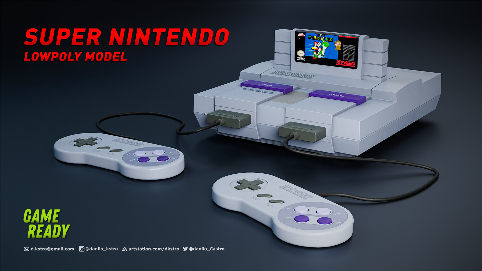 Super Nintendo Console. Lowpolyk