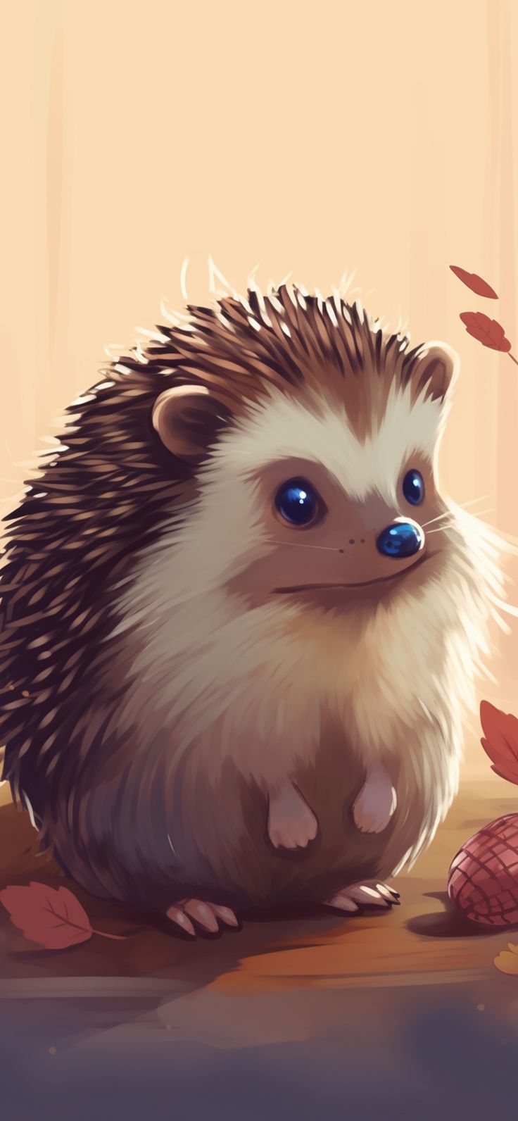 Cute Hedgehog Beige Wallpaper