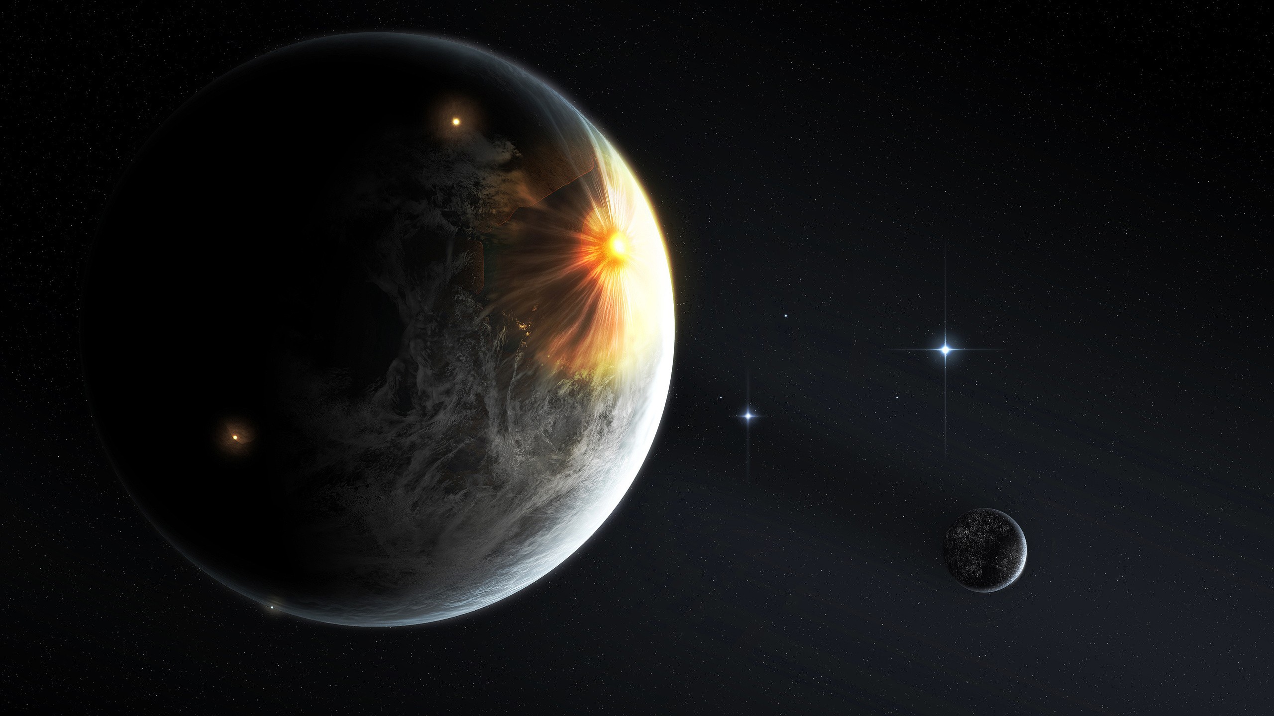 glowing, universe, planet, simple